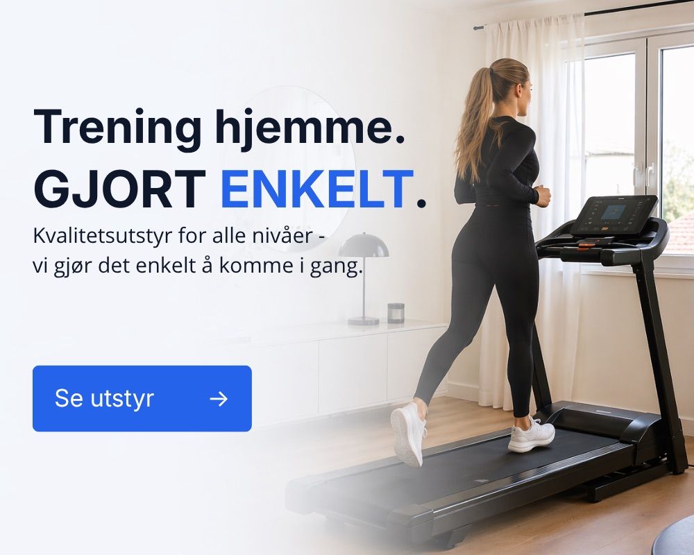 Treningsapparater, tredemøller, romaskiner, spinningssykler og mye mer.
